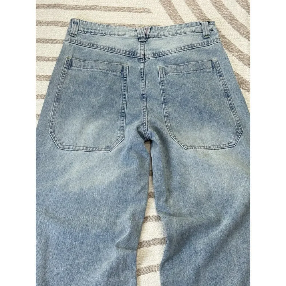 NWT Y2K Oversized High Waist Wide Leg Baggy Jeans Women Size 15 34W X 32L